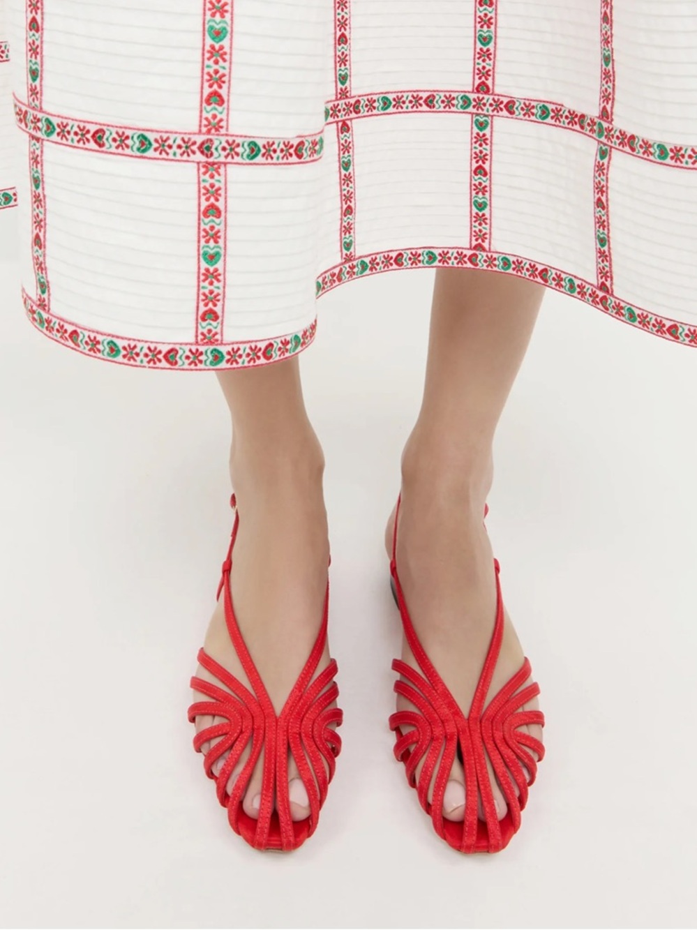 Loeffler Randall Red Multi-Strap Slingback Flats - Picture 2 of 7